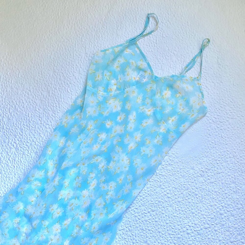 Blue Sheer Daisy Print Slip
